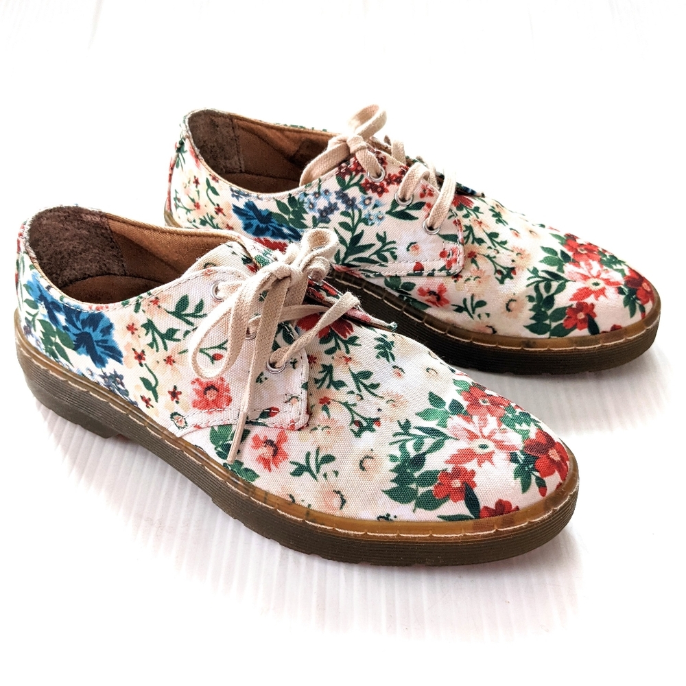 DOC MARTENS Gizelle Floral Print Canvas Creepers Loafers